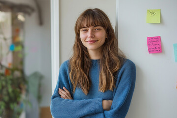 Fototapeta premium Portrait of a young businesswoman looking at the camera in an office