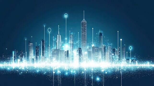 Neon light effects enhance the visual appeal of contemporary urban structures.