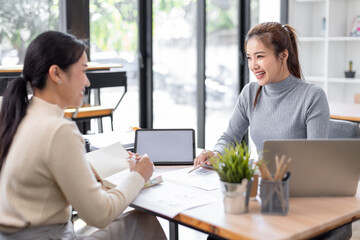 Business Documents, Auditor two businesswomen checking searching document legal prepare paperwork or report for analysis TAX time,accountant Documents data contract partner deal in workplace office