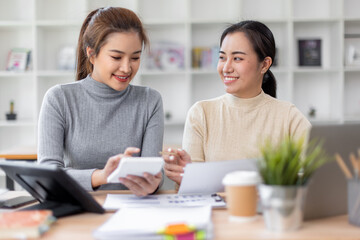 Business Documents, Auditor two businesswomen checking searching document legal prepare paperwork or report for analysis TAX time,accountant Documents data contract partner deal in workplace office