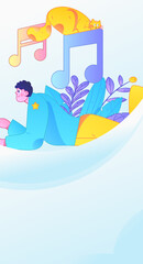 Music characters scene flat vector concept operation illustration
