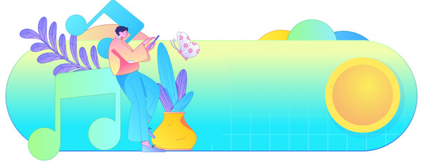 Music characters scene flat vector concept operation illustration
