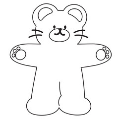 Teddy bear outline for kid colouring book, art, painting, animal print, tattoo, zoo, souvenir shop, cartoon character, comic, mascot, standee, bear shape, colouring page, amusement park, greeting card