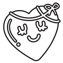 Happy heart outline for kid colouring book, art, painting, tattoo, love sign, Valentine's Day, wedding card, cartoon character, comic, tattoo, brooch, shirt print patch, plush toy, kid doll, icon, ads