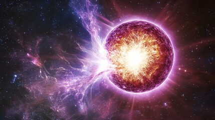 Obraz premium Celestial Body Exploding In A Cosmic Nebula