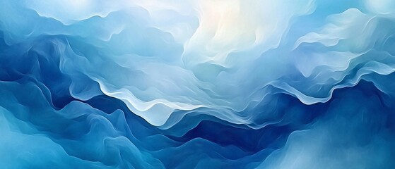 Obraz premium Abstract blue waves creating a serene, calming atmosphere.