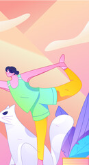 Practicing yoga, physical and mental health, flat vector character concept, operation hand drawn illustration
