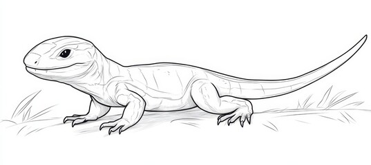 Fototapeta premium Coloring Page Outline Of A Lizard With A Long Tail And Detailed Patterned Scales On Its Body