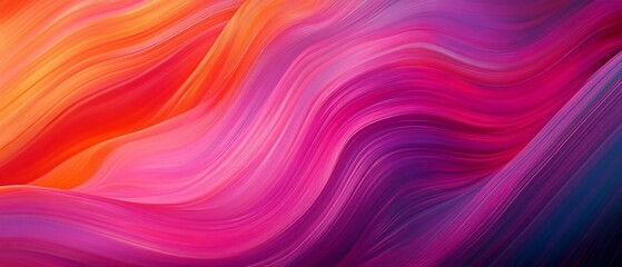 Obraz premium Abstract vibrant wavy lines, pink, purple, orange color flow.