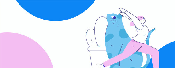 Practicing yoga, physical and mental health, flat vector character concept, operation hand drawn illustration
