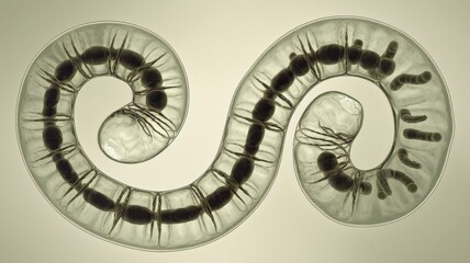 Obraz premium a-microscopic-image-of-a-roundworm-coiled