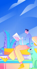 Character reading quietly vector concept operation hand drawn illustration
