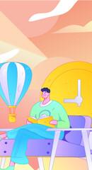 Character reading quietly vector concept operation hand drawn illustration
