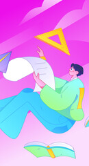 Character reading quietly vector concept operation hand drawn illustration
