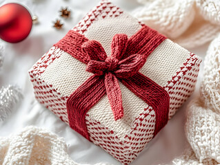 Cozy Knit Gift Box  Christmas Illustration