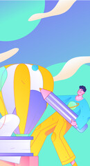 Character reading quietly vector concept operation hand drawn illustration
