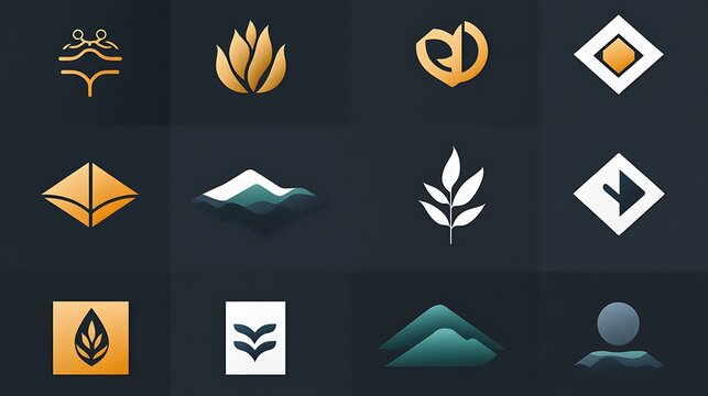 A variety of professional logo templates in modern and minimalist styles, ideal for branding projects. 
