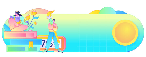 Character reading quietly vector concept operation hand drawn illustration
