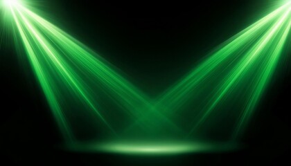 green spotlight lighting on black background, lens effect