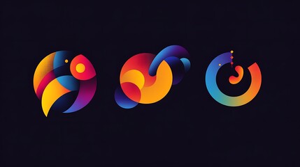 Collection of creative logo designs featuring abstract icons and versatile text layouts. 