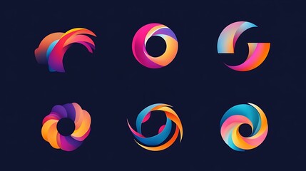 Collection of creative logo designs featuring abstract icons and versatile text layouts. 