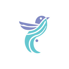 Simple Logo Bird monochrome isolated on white background