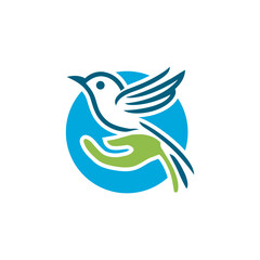 Simple Logo Bird monochrome isolated on white background