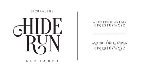 Hiderun typography beauty fashion elegant minimalist serif italic fonts decorative wedding vintage retro logos. Minimal luxury font alphabet logo. Vector illustration