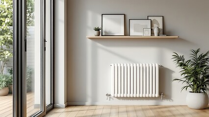 Modern radiator at home. Central heating system. ai generative