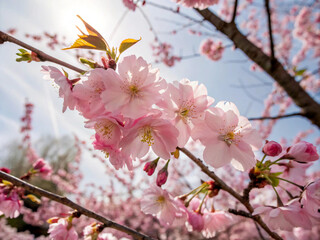 Obraz premium cherry blossom. tree, spring, blossom, cherry, flower, pink, nature, branch, sakura, flowers, bloom, blooming, plant, garden, japan, beauty, season, petal, sky, bud, white, japanese, april, blossoming
