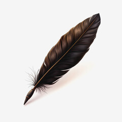 Fototapeta premium Elegant Black Feather Gracefully Resting on Pure White Background, Showcasing Nature's Contrast and Simplicity, Evoking a Sense of Calmness and Minimalistic Beauty in Everyday Life
