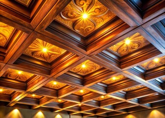 Obraz premium Stunning Close-Up Ceiling Textures: Gypsum, Plaster, Wood Beam Surface Treatments