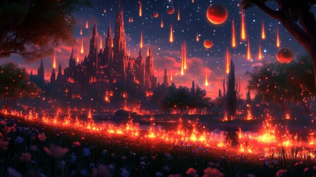 An inspiring space scene with a vibrant galaxy distant planets and glowing stars creating a mesmerizing and otherworldly background