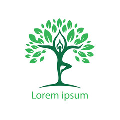 Peaceful yoga tree pose logo