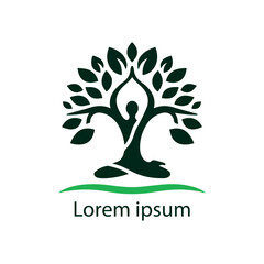 Peaceful yoga tree pose logo