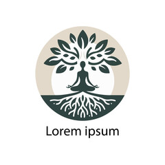 Peaceful yoga tree pose logo