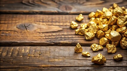 Beautiful gold nuggets on wooden board, gold, nuggets, shiny, valuable, luxury, wooden, board, sliced, pieces, beautiful, precious