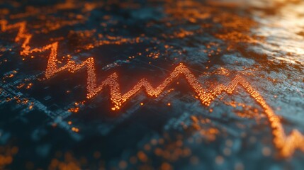 Abstract financial graph with a sharp upward trend line and directional arrows on a sleek blue backdrop representing market growth and business potential
