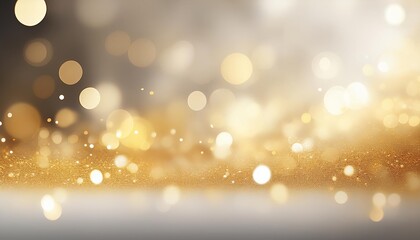 white glow with gold particle abstract bokeh background
