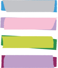 4種類のマスキングテープで、組み合わせは水色とグレー、ピンクと紫、黄緑と緑、紫とワインレッド