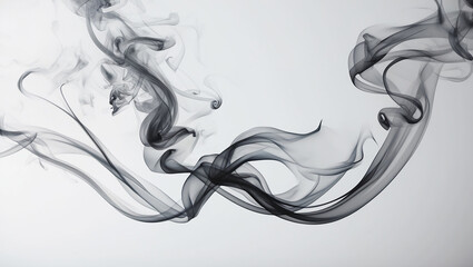Abstract Background elegant swirling smoke in shades of gray, isolated on white background