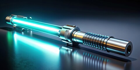 Fototapeta premium Futuristic energy weapon resembling a light saber, sci-fi, technology, weapon, laser, glowing, futuristic, sleek, power