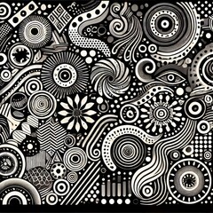 black abstract patterns in black background