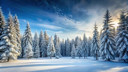 Obraz premium Snow-covered forest in the winter , snow, winter, landscape, trees, cold, weather, scenic, wilderness, outdoor, season, nature, frozen