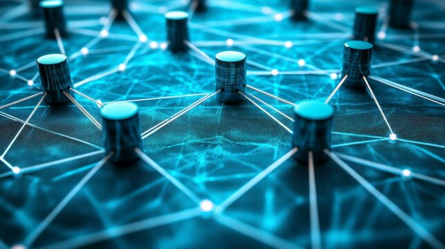 3D rendering of an abstract world map on a blue background symbolizing big data and networking ideal for showcasing global business, technology, and data-driven innovations