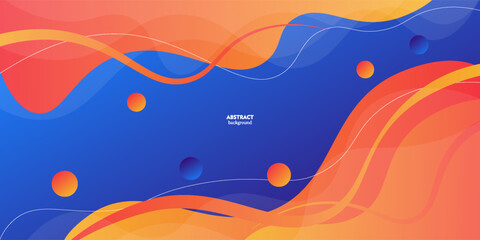 Orange and blue geometric business banner design. Creative banner design with wave shape and line background for template. Simple horizontal banner. Eps10