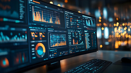 Obraz premium A computer monitor displaying various data visualizations and analytics.