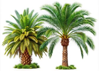 High-resolution PNGs:  detailed Phoenix Dactylifera and Everglades palms, sharp focus.
