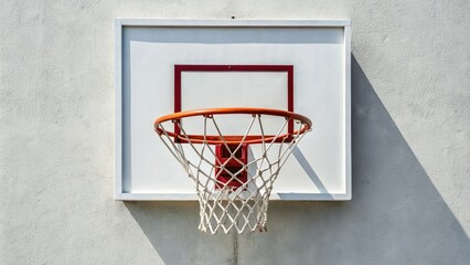 Naklejka premium Crisp close-up of a pristine white basketball hoop, showcasing clean lines and minimalist design, perfect for athletic graphics.