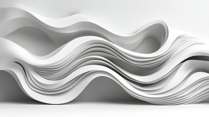 Obraz premium White fractal horizon background with abstract patterns and soft lines creating a modern technology theme ideal for innovative tech concepts digital art and business illustrations